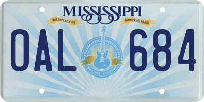 MS license plate OAL684