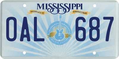 MS license plate OAL687