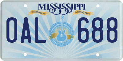MS license plate OAL688