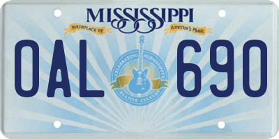 MS license plate OAL690