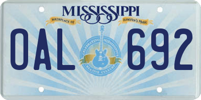 MS license plate OAL692