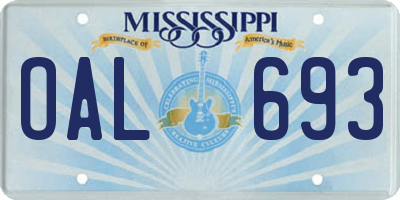 MS license plate OAL693
