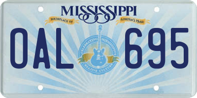 MS license plate OAL695
