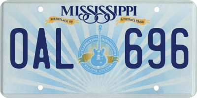 MS license plate OAL696
