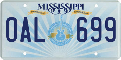 MS license plate OAL699