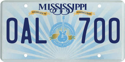 MS license plate OAL700