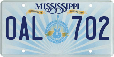 MS license plate OAL702