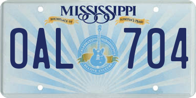 MS license plate OAL704