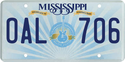 MS license plate OAL706