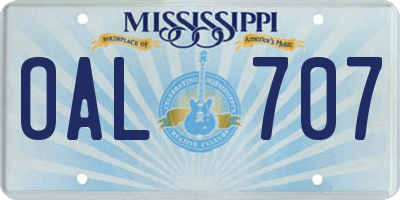 MS license plate OAL707