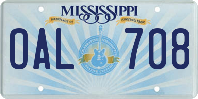 MS license plate OAL708