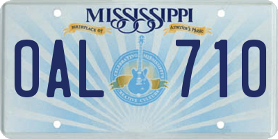MS license plate OAL710