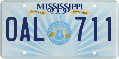 MS license plate OAL711