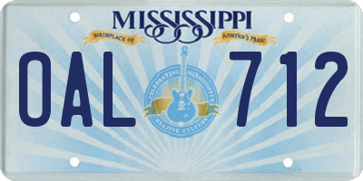 MS license plate OAL712