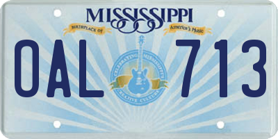 MS license plate OAL713