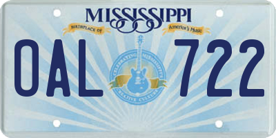 MS license plate OAL722
