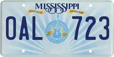 MS license plate OAL723