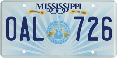 MS license plate OAL726