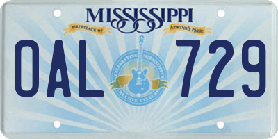 MS license plate OAL729