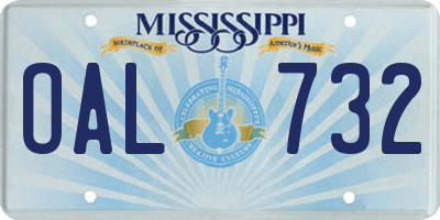MS license plate OAL732
