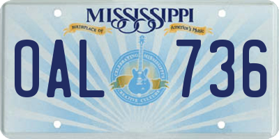 MS license plate OAL736