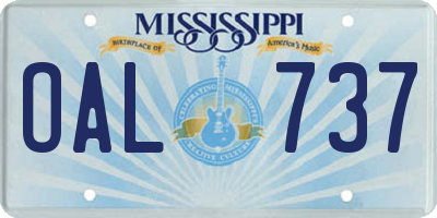 MS license plate OAL737