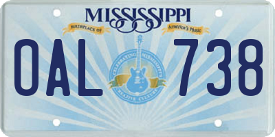 MS license plate OAL738