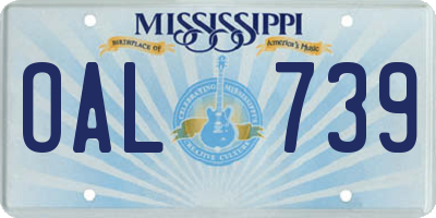 MS license plate OAL739