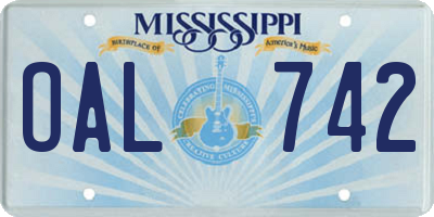 MS license plate OAL742