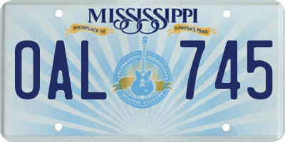 MS license plate OAL745
