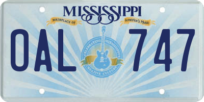 MS license plate OAL747