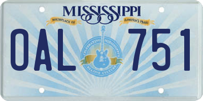 MS license plate OAL751
