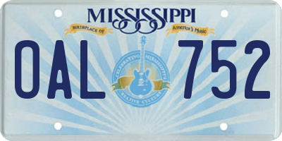 MS license plate OAL752