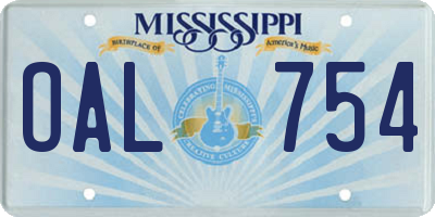MS license plate OAL754