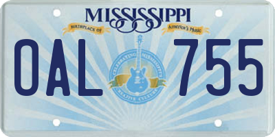 MS license plate OAL755