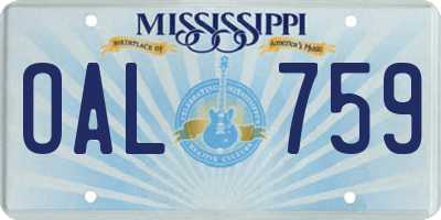 MS license plate OAL759