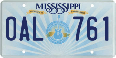 MS license plate OAL761