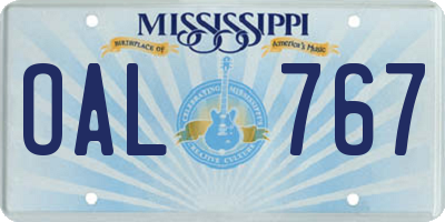 MS license plate OAL767