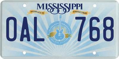 MS license plate OAL768