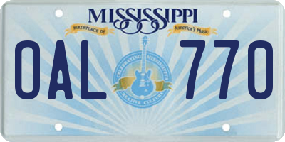 MS license plate OAL770