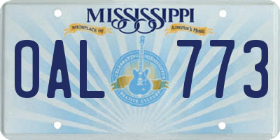 MS license plate OAL773