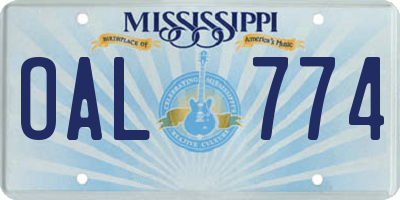 MS license plate OAL774