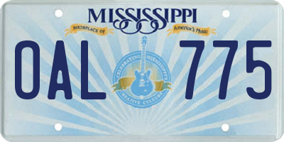 MS license plate OAL775