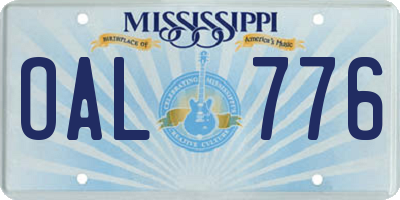 MS license plate OAL776