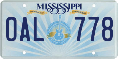 MS license plate OAL778