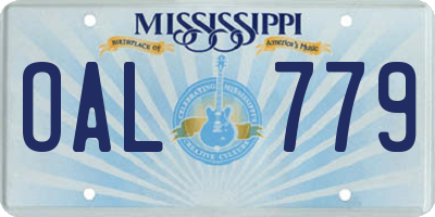 MS license plate OAL779