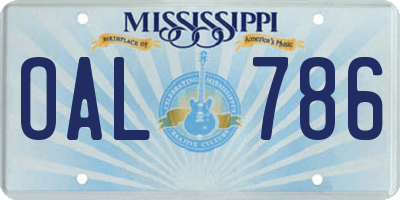 MS license plate OAL786