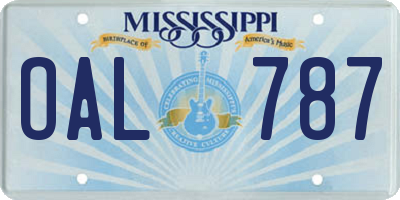 MS license plate OAL787