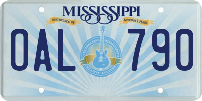 MS license plate OAL790