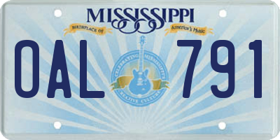 MS license plate OAL791
